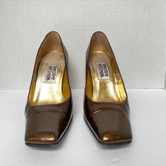 Timothy Hitsman Women's Size 8 M Metallic Brown Heeled Shoes - Picture 6 of 6